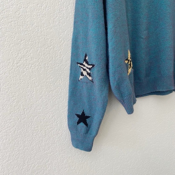 Ces Femme Sweater Size Small Teal & Purple Star - Picture 2 of 6